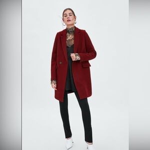 Zara TRF Burgundy Coat - Size Small - New with Tags